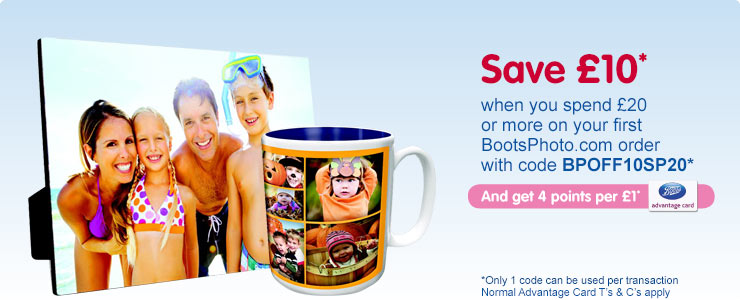 Save £10 on your first order from Bootsphoto.com when you spend £20 or more